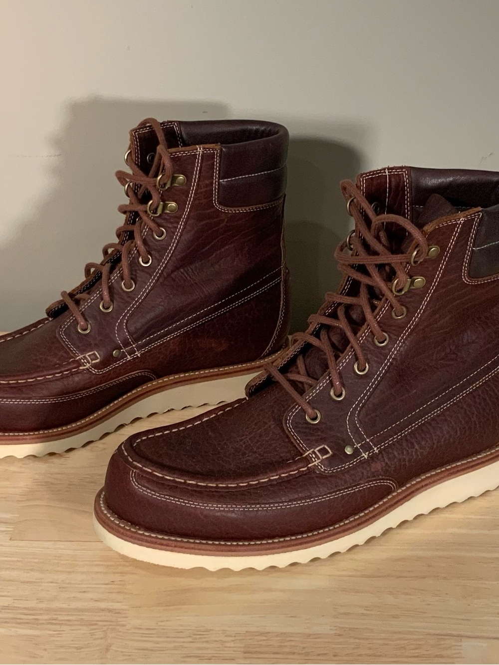 Grant Stone Field Boots Brown Bison Leather Mens Size 10E like 10.5D new w/ box - Picture 2 of 8